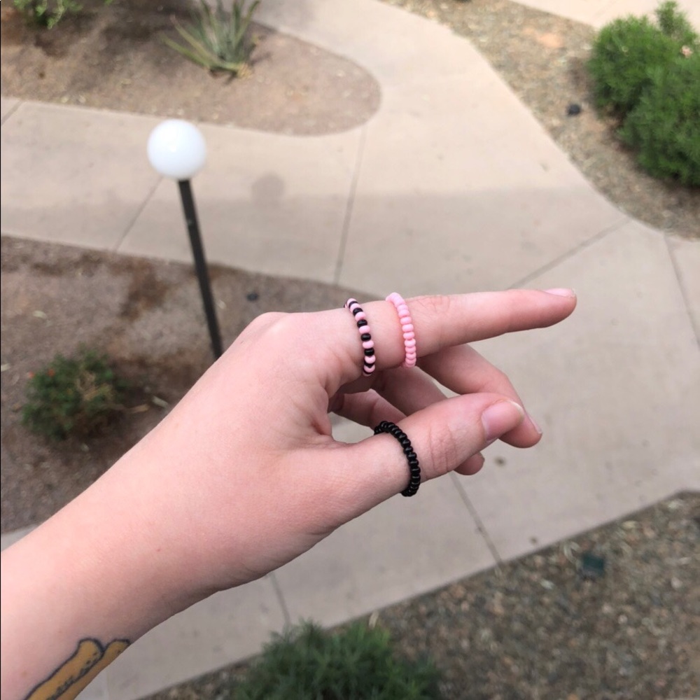 5 random handmade (by me) beaded rings